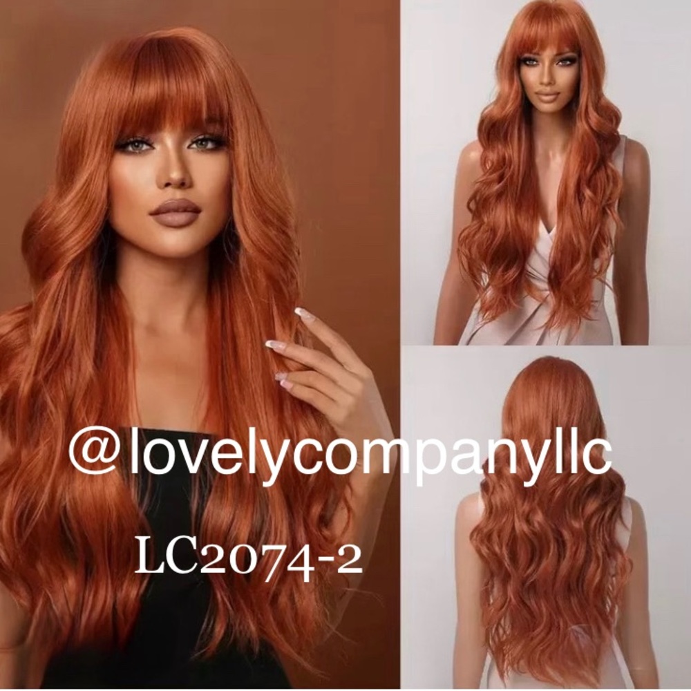 Long Natural Wave Orange Synthetic Wig